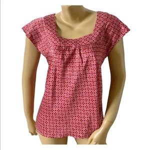 Banana Republic Womens Size Small Short Sleeve Square Neck Silk Shirt